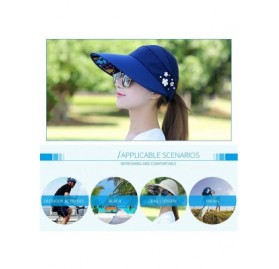 Sun Hats Sun Hats for Women Wide Brim UV Protection Summer Beach Visor - Ornaments-blue - CF18EWILZSY $11.82