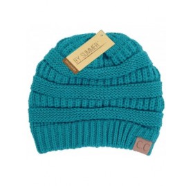 Skullies & Beanies Warm Soft Cable Knit Skull Cap Slouchy Beanie Winter Hat (Teal) - CR12O1TG67X $12.15