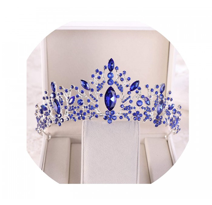 Headbands Baroque Bridal Rhinestone Headbands Accessories - Silver Blue - CM18W5MS8U4 $64.23