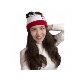 Skullies & Beanies Unisex Light-UP Reindeer Jacquard Ugly Christmas Beanie Hat - Red - CX1887Q8L2H $12.53