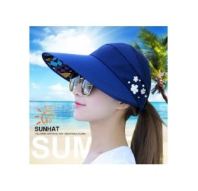 Sun Hats Sun Hats for Women Wide Brim UV Protection Summer Beach Visor - Ornaments-blue - CF18EWILZSY $11.82