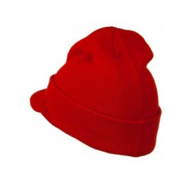 Skullies & Beanies Cuff Knitted Beanie with Visor Bill - Red - CB110A3VZGV $17.38