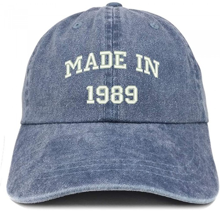 Baseball Caps Made in 1989 Text Embroidered 31st Birthday Washed Cap - Navy - C018C7K3NM5 $16.37