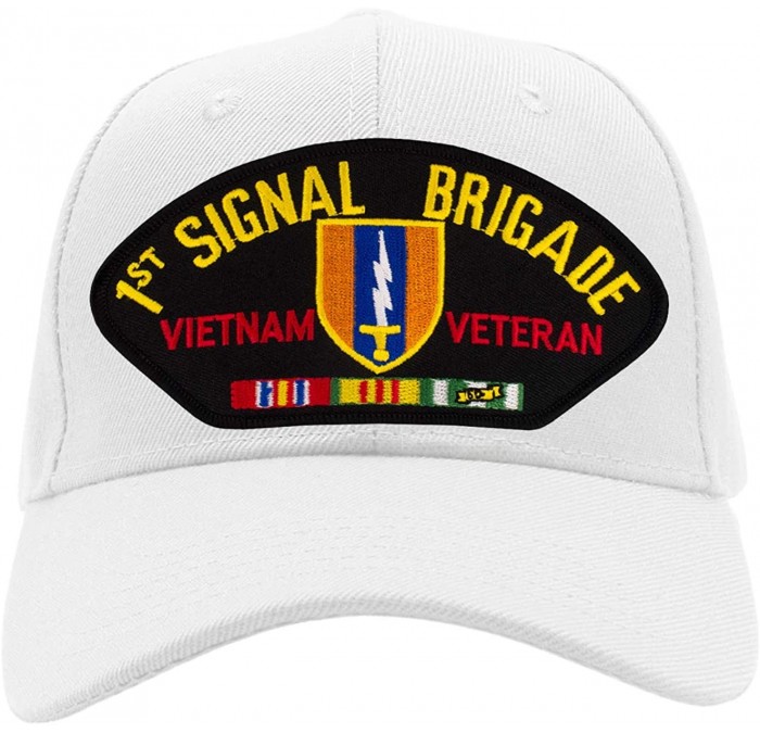 Baseball Caps 1st Signal Brigade - Vietnam War Veteran Hat/Ballcap Adjustable One Size Fits Most - White - CI18OXYS4MR $44.06