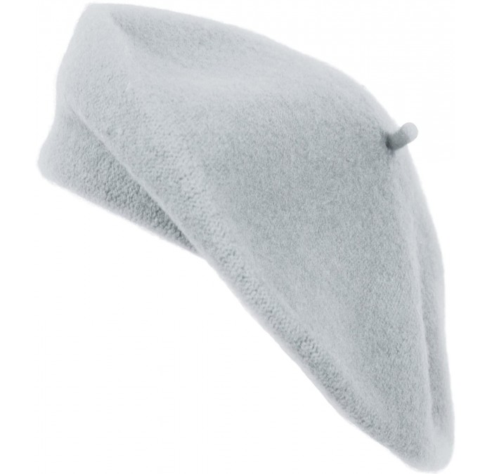 Berets Solid Color French Wool Beret - Silver - CV12J4T2DUT $21.55