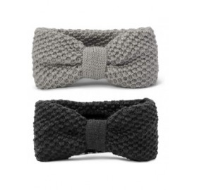 Cold Weather Headbands 2 Pack Double-Layer Knitted Head Bands Ear Warmers Warm Head Wraps for Women Girls - Black- Pale Grey ...