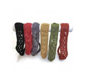 Headbands Crochet daisies elastic Headband handmade- good for women and girls (Black) - Black - C317YQD8XSD $34.90