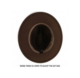 Fedoras Women's Wide Brim Felt Fedora Panama Hat with Leopard Belt Buckle - Coffee - CQ18IZUS0OL $11.97