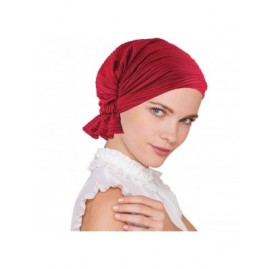 Skullies & Beanies The Abbey Cap in Poly Knit Chemo Caps Cancer Hats for Women - 06- Micro Ruffle Red (Poly Blend) - CZ17Z3Q3...