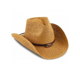Cowboy Hats Men & Women's Summer Cowboy Straw Hat - Light Brown - CM183R37HHU $23.22