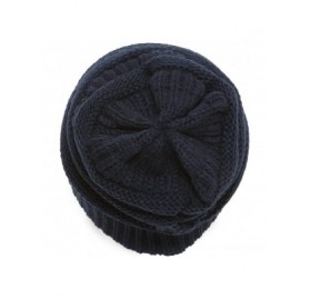 Skullies & Beanies Navy Thick Knit Soft Stretch Beanie Cap - CQ11IWKOXTL $11.90