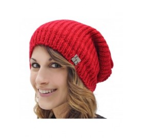 Skullies & Beanies Mohair Style Knit Slouchy Beanie Cap Hat - Red - C3116P2CXVN $17.50