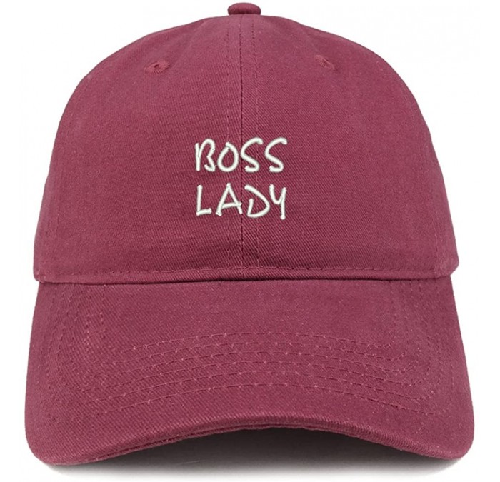 Baseball Caps Boss Lady Embroidered Soft Cotton Dad Hat - Maroon - CD18EYNI352 $32.68