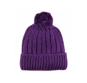 Skullies & Beanies Women Winter Oversized Chunky Thick Stretchy Knitted Pom Pom Beanie Fleece Lined Beanie Hat - 2. Straight ...