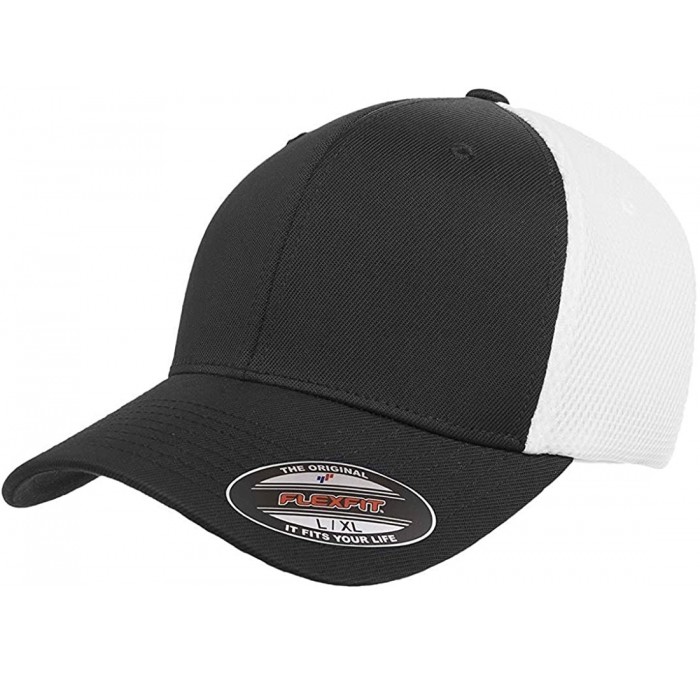 Baseball Caps Ultrafibre Airmesh Fitted Cap - Black/White - CC18ZSAWL3E $38.93