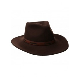 Cowboy Hats Outback- Water Repellent Wool Felt with Leather Band - Brown - CW11DUU809H $40.22