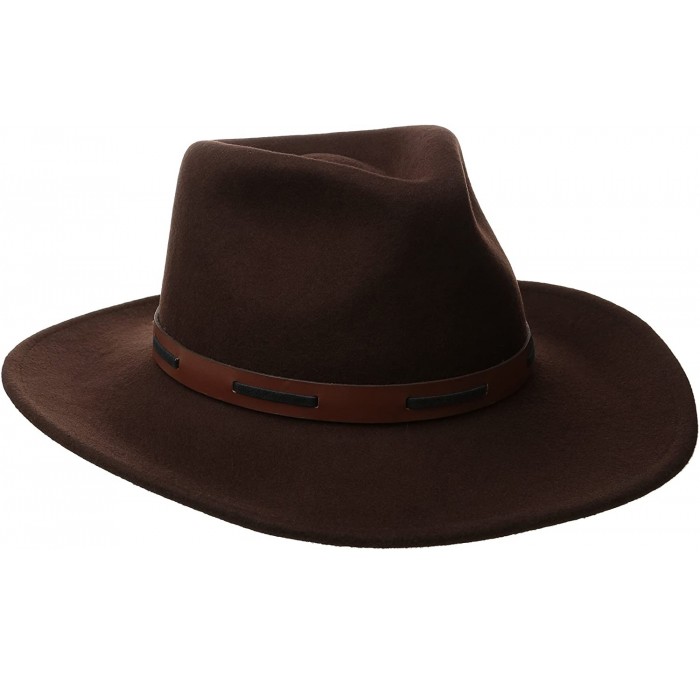 Cowboy Hats Outback- Water Repellent Wool Felt with Leather Band - Brown - CW11DUU809H $102.91