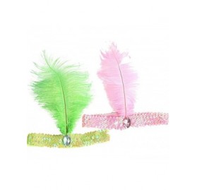 Headbands Women's Feather 1920s Headpiece Shining Sequins Party Headband - Pink - C812KHEC87D $8.22