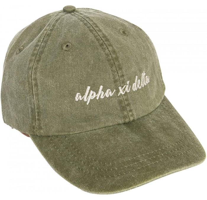 Baseball Caps Alpha Xi Sorority Baseball Hat Cap Cursive Name Font Alpha zee - Cactus - CT18SEX0IU0 $45.06