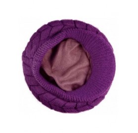 Skullies & Beanies Women Winter Warm Knit Hat Wool Snow Ski Caps with Visor - Purple - CO12O6JBP2Y $13.27