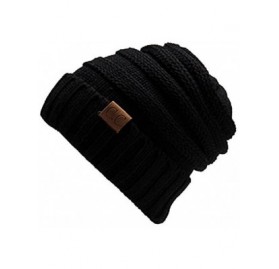 Skullies & Beanies MMC-Thick Slouchy Knit Oversized Beanie Cap Hat - Black - CZ188CWTYXR $12.11