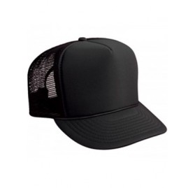 Baseball Caps Polyester Foam Front Solid Color Five Panel High Crown Golf Style Mesh Back Cap - Black - CW11TOP9WXF $10.60
