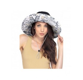 Sun Hats Sun Hat for Women UPF50+ Summer Beach Hat Wide Brim Foldable Bucket Hat - Black/Leaf - CC18RT8X0I2 $14.06
