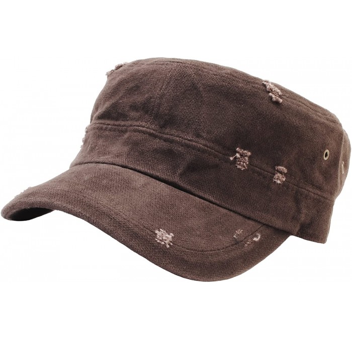 Baseball Caps A49 Vintage Washing Distressed Urban Basic Army Cap Cadet Military Hat Truckers - Brown - C612G22RMTN $52.87