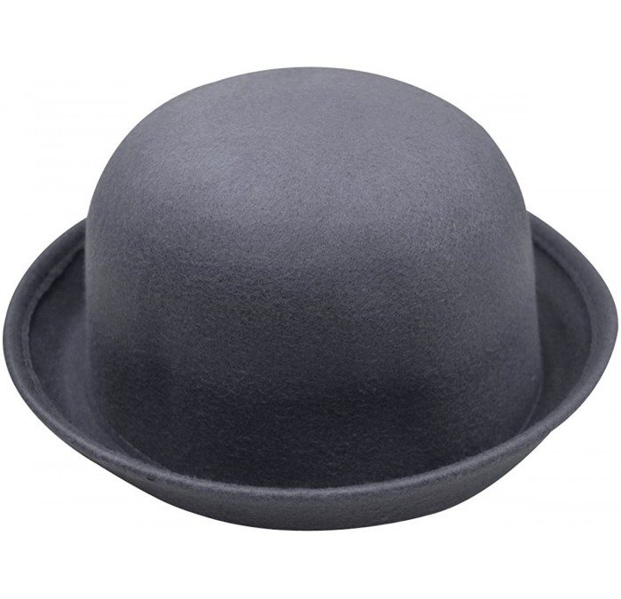 Fedoras Parent-Child Classic Wool Bowler Hat Soild Color Derby Hat - Grey - C8187YZHGMS $18.90