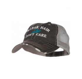 Baseball Caps Kayak Hair Don't Care Embroidered Cotton Mesh Cap - Black - C618CGLQGZD $23.39