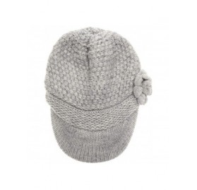 Skullies & Beanies Women's Knitted Newsboy Hat Double Layer Visor Beanie Cap with Soft Warm Fleece Lining - C418YW4Y6TW $14.80