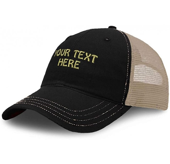 Baseball Caps Richardson Soft Trucker Hat Custom Personalized Text Dad Hats for Men & Women - Black Tan - CA192L3HOGY $43.63