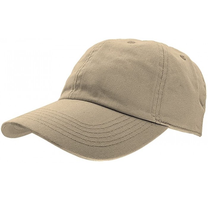 Baseball Caps Baseball Caps Dad Hats 100% Cotton Polo Style Plain Blank Adjustable Size - Khaki - CF18EZD53KL $17.64