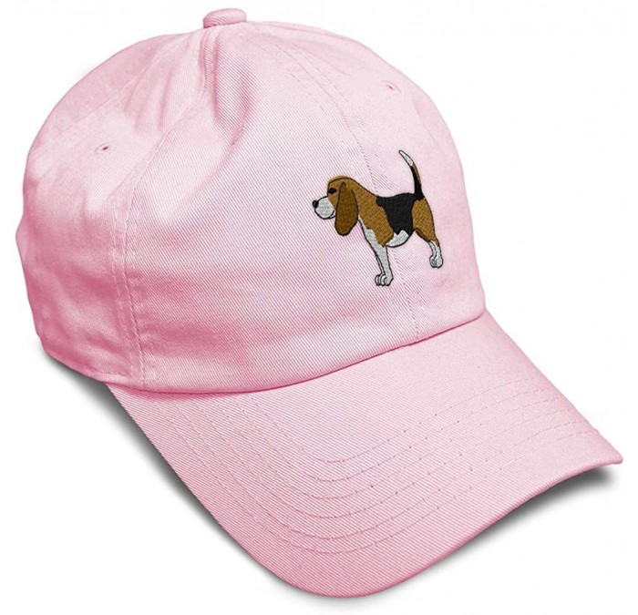 Baseball Caps Custom Soft Baseball Cap Beagle B Embroidery Dad Hats for Men & Women - Soft Pink - CP18SHIINYI $31.55