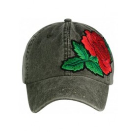 Baseball Caps Embroidered Rose Flower Patch Adjustable Baseball Cap Hat - Olive - CN184HI7L8G $10.59