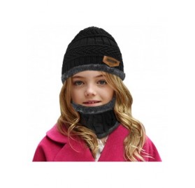 Skullies & Beanies Womens Mens Winter Hat Warm Thick Beanie Cap Scarf for Winter Knit Ski Beanies - Y-black - CV188WH3XGN $10.67