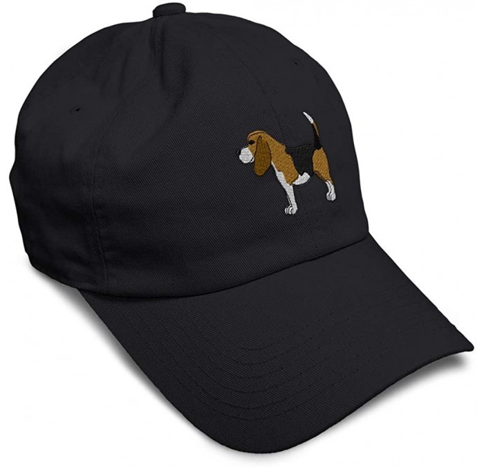Baseball Caps Custom Soft Baseball Cap Beagle B Embroidery Dad Hats for Men & Women - Black - CE18SKQACCY $31.73