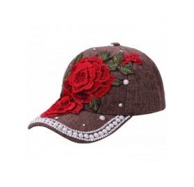 Baseball Caps Discount Baseball Cap!Women Men Adjustable Flower Rhinestone Denim Mesh Cap Hat - Brown - CI18QHSUGON $13.96
