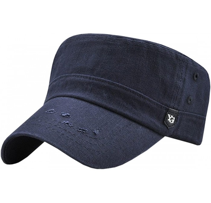 Newsboy Caps Men's Solid Color Military Style Hat Cadet Army Cap - C--dark Blue - CH18E6607UD $14.99