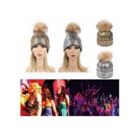 Skullies & Beanies Beanie Metallic Shiny Beanie Skull Pom Pom Hats Cap for Women (Black + Golden) - Picture 1 - CZ18LGHUECE $...