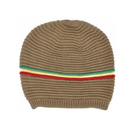 Skullies & Beanies Winter Slouchy Knit Beanie Hat for Women or Men - Color Stripe_khaki - CY110QVQFZT $10.18