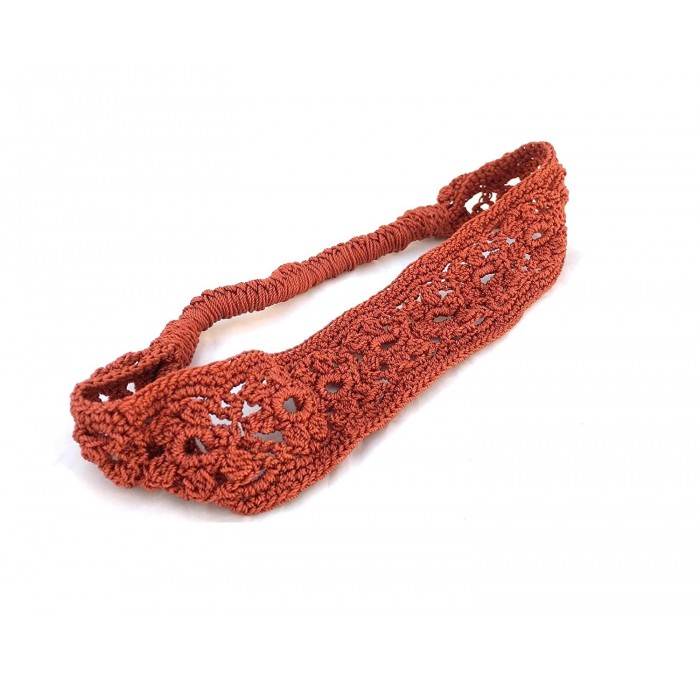 Headbands Crochet daisies elastic Headband handmade- good for women and girls (Copper) - Copper - CU12E4OJZEB $64.84
