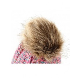 Bomber Hats Womens Winter Beanie Hat- Warm Cuff Cable Knitted Soft Ski Cap with Pom Pom for Girls - K - CH18ADUED2O $11.20