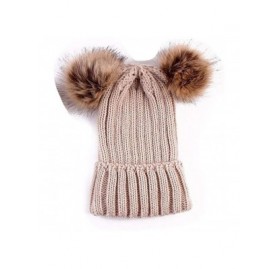 Skullies & Beanies Adults Children Double Fur Winter Casual Warm Cute Knitted Beanie Hats Hats & Caps - Beige - CU18ADT0984 $...