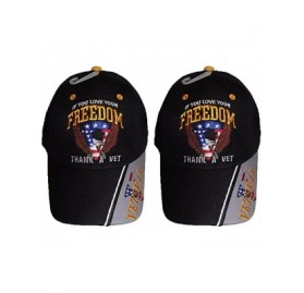 Baseball Caps If You Love Your Freedom Thank A Vet Veteran Black Embroidered Ball Cap Hat (2 Hats) - C3184EKKXWN $14.90
