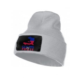 Skullies & Beanies Haiti Map Flag and Text Men Women Knit Hats Stretchy & Soft Ski Cap Beanie - Gray - C218LX9EWK7 $17.87
