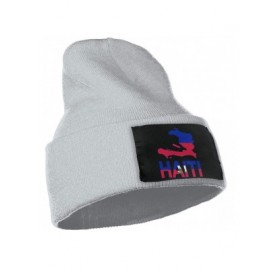 Skullies & Beanies Haiti Map Flag and Text Men Women Knit Hats Stretchy & Soft Ski Cap Beanie - Gray - C218LX9EWK7 $17.87