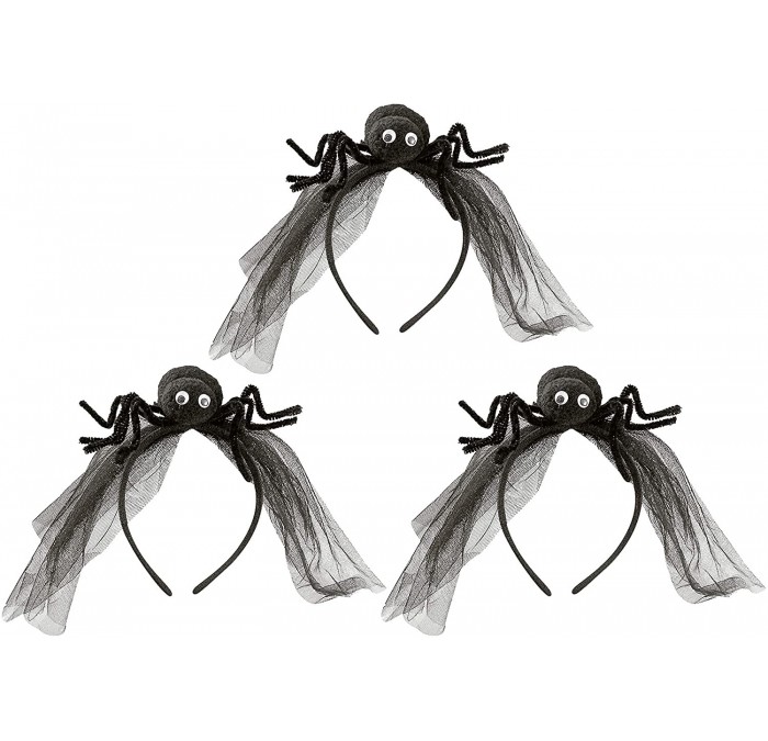 Headbands Halloween Black Widow Spider Headband with Veil- 4 1/2 Inch - CE18EXCHUUW $12.26