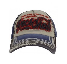 Baseball Caps Rock Shark Distressed Vintage Cotton Embroidered Baseball Cap Snapback Hat - Blue - CJ12DRLG0MR $13.60