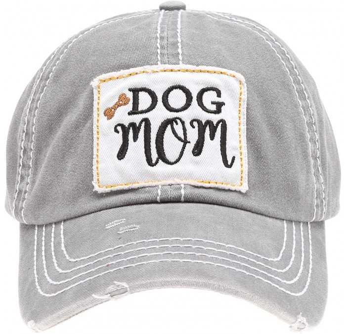 Baseball Caps Baseball Distressed Embroidered Adjustable - Dog Mom - Grey - C218Y39QYQ9 $13.15
